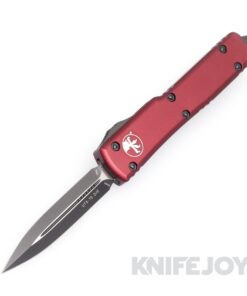 MICROTECH 147-1MR UTX-70 OTF Auto Double Edge Black Blade with Merlot Aluminum Handles