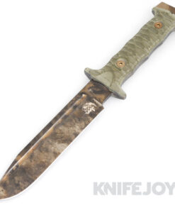 Wander Tactical WTK213 Centuris Marble D2 Blade Finish with Green Grooved Micarta Handles