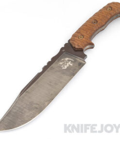 Wander Tactical WTK209 Drago Raw D2 Blade Finish with Brown Grooved Micarta Handles