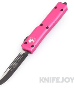 MICROTECH 148-1PK UTX-70 OTF Auto Standard Black Blade with Pink Aluminum Handles