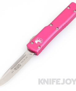 MICROTECH 148-10PK UTX-70 OTF Auto Standard Stonewash Blade with Pink Aluminum Handles