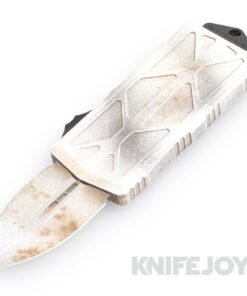 MICROTECH 157-1SA Exocet OTF Auto Sand Trooper Signature Series White Double Edge Blade with White Aluminum Handles