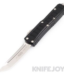 MICROTECH 233II-10S UTX-85 II OTF Auto Signature Series Tanto Stonewash Standard with Black Textured Aluminum Handles