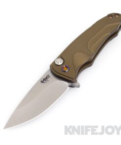 Medford Smooth Criminal Flipper Knife S35VN Tumbled Blade with Yellow Gold Handles/ Flamed Hardware and Clip