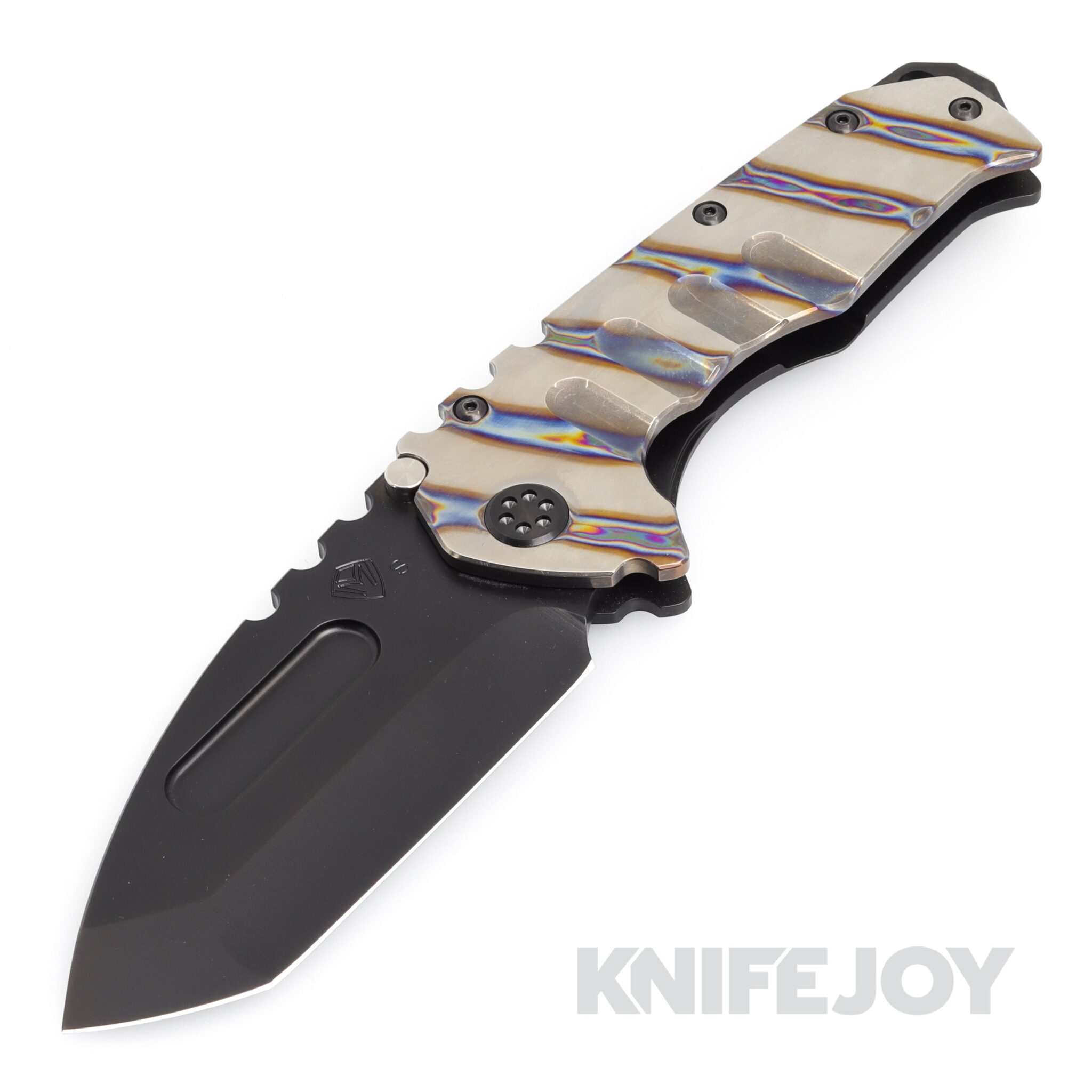 Medford Knives Praetorian "T" S35VN PVD Tanto Blade with Flamed Silver Striped Handles/ PVD Hardware and Clip