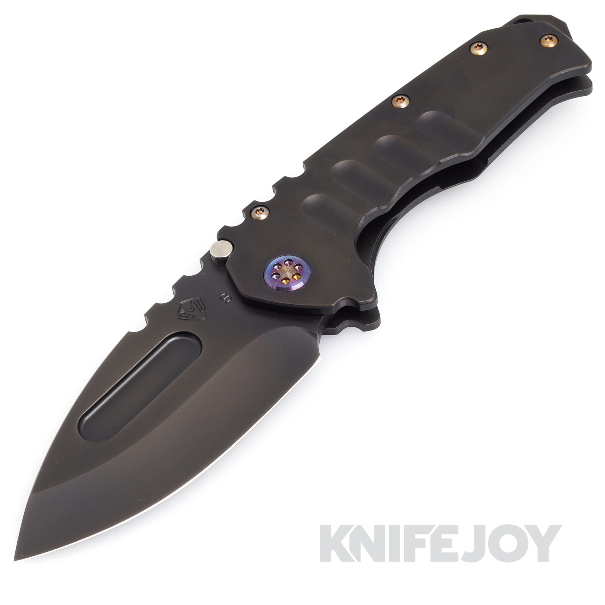 Medford Knives Praetorian "T" S35VN PVD Drop Point Blade with PVD Handles/ Flamed Hardware and Clip