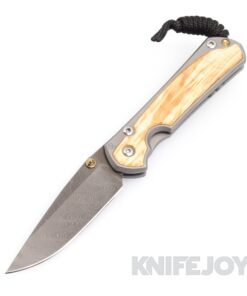 Chris Reeve Knives Small Sebenza 31 Drop Point Boomerang Damascus with Matte Finish Box Elder Inlay