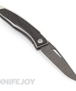 Chris Reeve Knives 2021 Mnandi Drop Point Ladder Damascus Blade with Bog Oak Inlay Left Handed  Knife