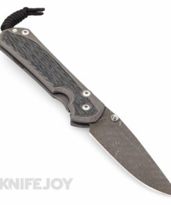 Chris Reeve Knives LEFT HAND Large Sebenza 31 Drop Point Boomerang Damascus Blade/ Double Silver Lugs with Black Micarta Inlay Handles