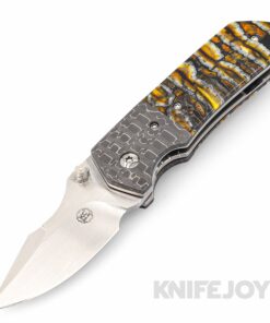 K.C. Gray Knives Custom Squeegee Magnacut Blade with Mammoth Tooth Scales/ Reptilian Damascus Bolsters