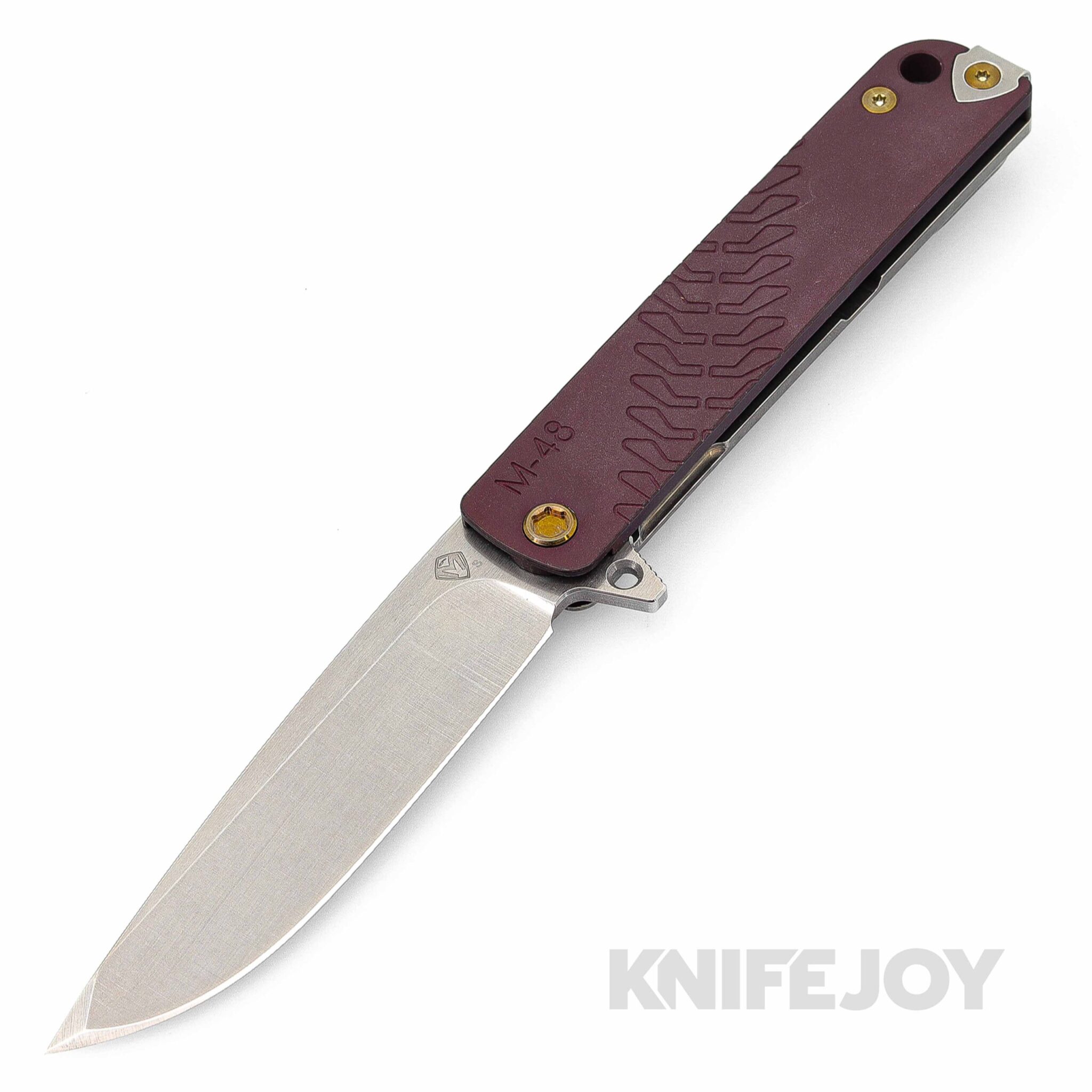Medford Knives M-48 S35VN Tumbled Blade with Red Handle/ Tumbled Spring/ Bronze HW and Standard Clip