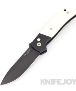 Pro-tech Knives PTBT2752 Auto Terzuola ATCF DLC Black Magnacut Blade with "Tuxedo" Black/ Ivory Micarta Handle/ 3D Ti Clip