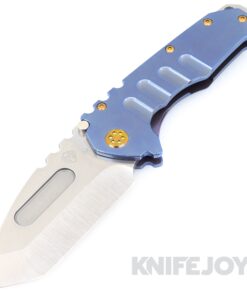 Medford Knives Praetorian "T" Magnacut Tumbled Tanto Blade with Blue Handles/ Bronze Hardware and Clip