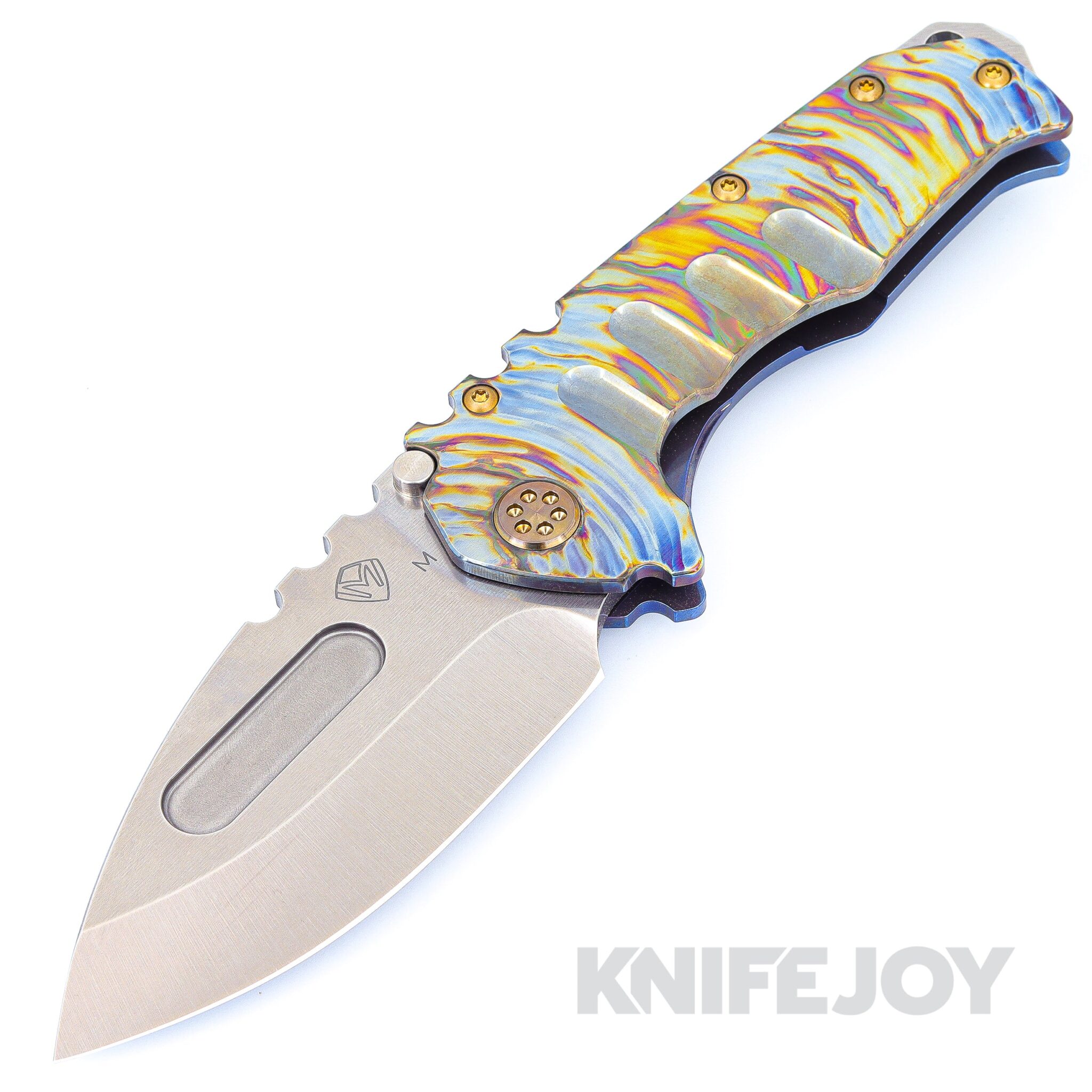 Medford Knives Praetorian "T" Magnacut Tumbled Drop Point Blade with Faced Flamed Tsunami Handles/ Bronze HW and Flamed Clip
