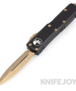 MICROTECH 232-13 UTX-85 II OTF Auto Double Edge Bronze Standard Blade with Black Aluminum Handles