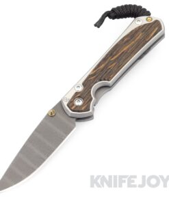 Chris Reeve Knives Small Sebenza 31 Ladder Damascus Drop Point Blade with Bog Oak Inlay Polished Handles