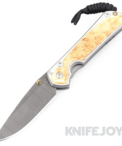 Chris Reeve Knives Small Sebenza 31 Ladder Damascus Drop Point Blade with Box Elder Burl Inlay Polished Handles