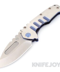 Medford Knives Praetorian "T" CPM 20CV Tumbled Drop Point Blade with Blue/ Silver Flats Handles/ Blue HW/ Brush Clip KJ Exclusive