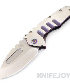 Medford Knives Praetorian "T" CPM 20CV Tumbled Drop Point Blade with Flamed/ Violet and Silver Flat Handles/  Flamed HW/ Violet Clip KJ Exclusive