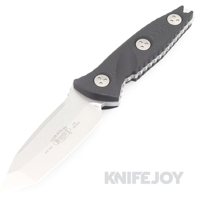 MICROTECH 114M-10 SOCOM Alpha Mini Fixed Blade Tanto Edge Stonewash Blade with Black G10 Handles
