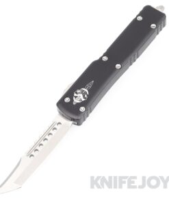 MICROTECH 419-10S UTX-70 OTF Signature Series Hell Hound Auto Stonewash Standard Blade with Black Aluminum Handles