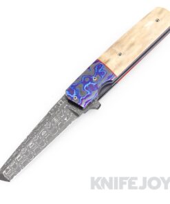 Jason Clark Custom Knives RTP Tanto VF Reptilian Blade with Black Timascus Bolsters/ Mammoth Ivory Scales and Black Timascus Clip