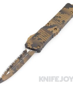 MICROTECH 142-3CCS Combat Troodon OTF Auto Signature Series Double Edge Coyote Camo Full Serrated with Coyote Camo Handles