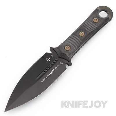 MICROTECH 201-1DLCCFS SBD Fixed Blade Double Edge SS DLC Standard with Carbon Fiber Handle