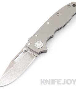 Demko Knives AD20.5 Shark Lock Stonewash 3V Clip Point Blade with Smooth ALL Titanium Handles