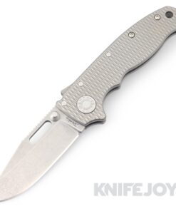 Demko Knives AD20.5 Shark Lock Stonewash 3V Clip Point Blade with Textured ALL Titanium Handles