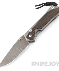 Chris Reeve Knives Large Sebenza 31 Boomerang Damascus Drop Point Blade with Bog Oak Inlay Matte Handles