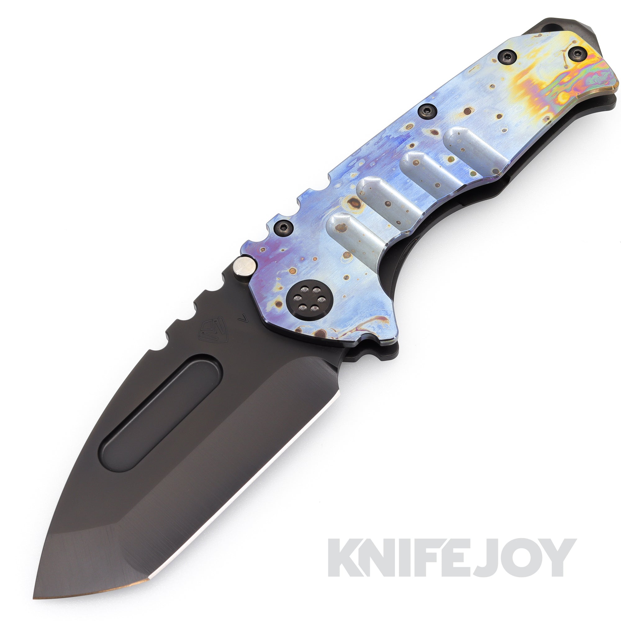 Medford Knives Praetorian "T" CPM 20CV PVD Tanto Blade with Flamed Blue's Makers Handles/ PVD Spring/ PVD Hardware/ Blue's Clip KJ Exclusive