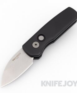 Pro-tech Knives PTR5301 Auto Runt 5 Stonewash Wharncliffe Magnacut Blade with Smooth Black Handle/ Blasted Hardware/ Black Clip