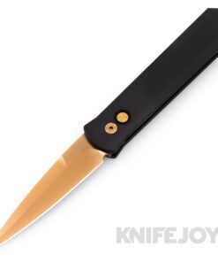 Pro-tech Knives 721-RG Auto Godson Rose Gold Blade and Hardware with SOLID Black Aluminum Handles