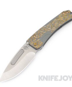 Medford Knives Slim Midi Marauder S45VN Tumbled Drop Point Blade with Cement/ Bronze Small Jasmine Fields Handles/ Bronze Hardware and Clip