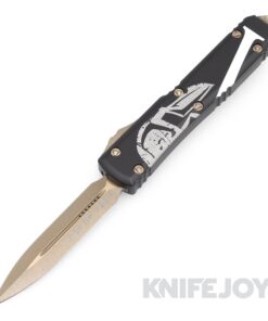 MICROTECH 122-13MLS Ultratech Signature Series OTF Auto Double Edge Molon Labe Bronze Apocalyptic Blade with Black Aluminum Handles