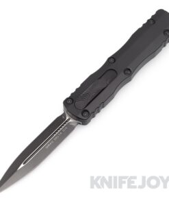 MICROTECH 227-1T Dirac Delta OTF Auto Double Edge Black Tactical Standard Blade with Black Aluminum Handles