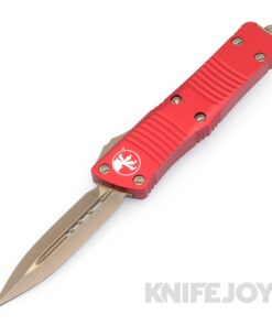 MICROTECH 138-13APRD Troodon OTF Auto Double Edge Bronze Apocalyptic Blade with Red Aluminum Handles