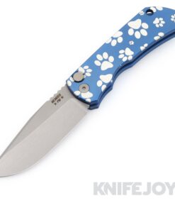 McNees Knives PM Mac 2 Auto Stonewash Blade with Matte Blue Dog Paws Aluminum Handle