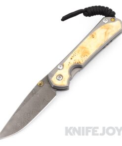 Chris Reeve Knives Small Sebenza 31 Drop Point Raindrop Damascus with Matte Finish Box Elder Inlay Handles