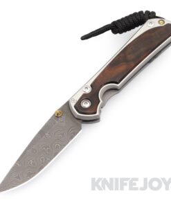 Chris Reeve Knives Small Sebenza 31 Drop Point Raindrop Damascus Blade with Macassar Ebony Inlay/ Polished Handles