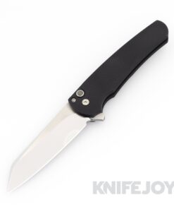 Pro-tech Knives PT5208 Malibu Flipper Custom Limited Hand Ground Mirror Polished Reverse Tanto Blade By Mike Irie Blade with Textured Black Aluminum Handle/ MOP Push Button