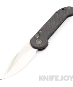 Marfione Custom Knives LUDT Mirror Polished Blade with Carbon Fiber/ Carbon Fiber Inlaid Button/ DLC Ringed Hardware