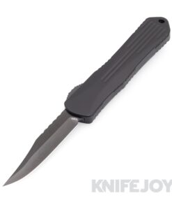 Heretic Knives H026B-6A-PUCF Auto OTF Manticore E Bowie DLC Blade with Purple CF Camo Carbon Backcover Black Handles/ Black Hardware/ Black Button/ Black Clip