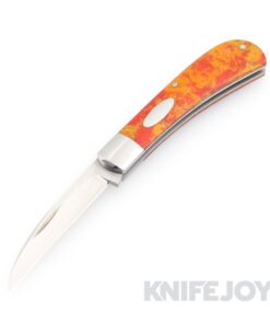 Pepe Jalomo Custom Wharncliffe Trapper SlipJoint CPM154 Blade with G-Carta Orange Composite Handles SS Shield/Hardware/ Liners/ Bolsters