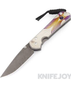 Chris Reeve Knives Small Sebenza 31 Drop Point Cabochon Boomerang Damascus Blade with Amethyst/ Unique Graphic Handle