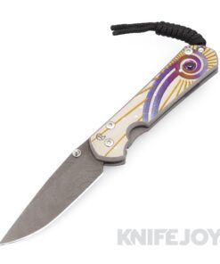 Chris Reeve Knives Small Sebenza 31 Drop Point Cabochon Boomerang Damascus Blade with Amethyst/ Unique Graphic Handles