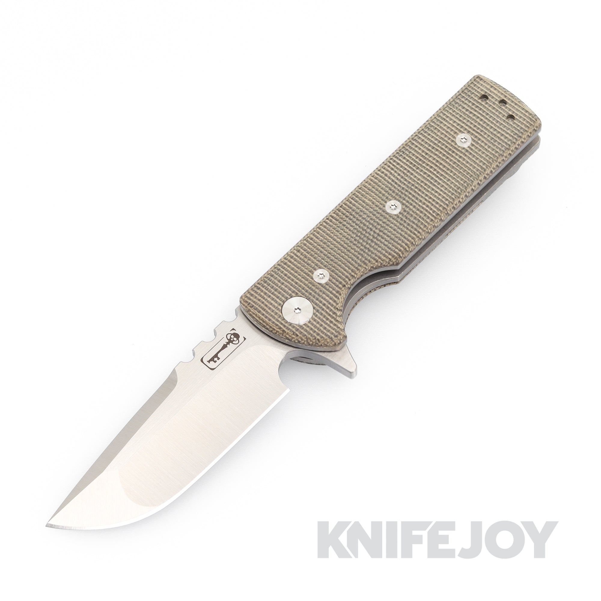 Chaves Knives T.A.K. Belt Finish Drop Point Blade with Green Micarta Handles