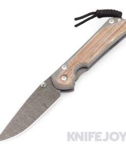 Chris Reeve Knives Large Sebenza 31 Drop Point Ladder Damascus Blade with Natural Canvas Micarta Inlay Handles/ Double Silver Lugs