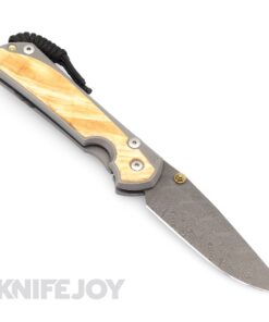 Chris Reeve Knives Large Sebenza 31 Left Hand Boomerang Damascus Drop Point Blade with Box Elder Inlay Matte Finish Handles